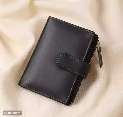 Stylish Black Artificial Leather Solid Card Holder For Women-thumb0