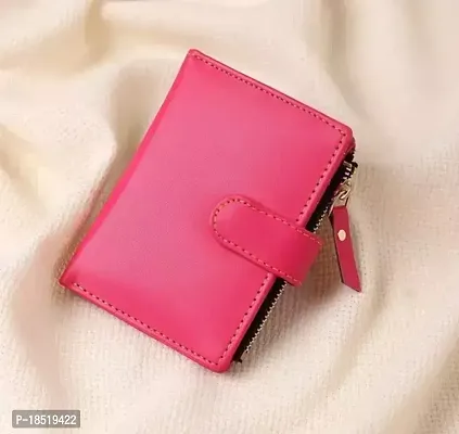 Stylish Pink Artificial Leather Solid Card Holder For Women