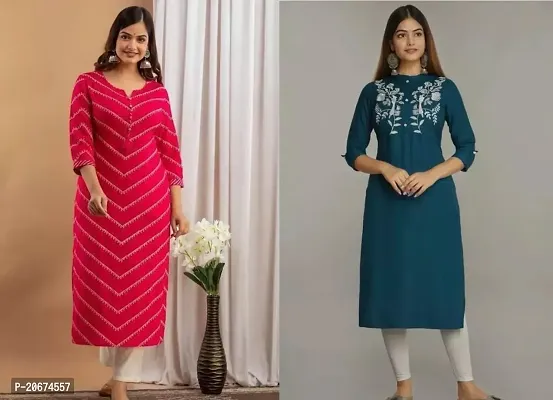 Stylish Women Rayon Casual Kurta Pack of 2