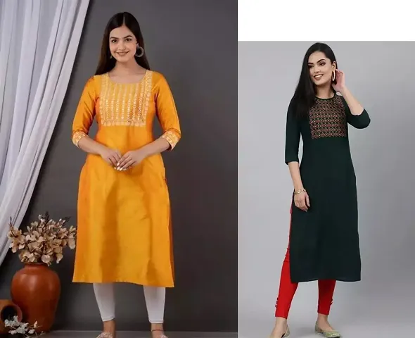 Stylish Women Rayon Casual Kurta Pack of 2