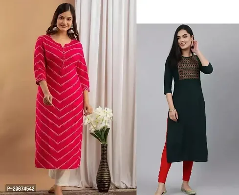 Stylish Women Rayon Casual Kurta Pack of 2-thumb0