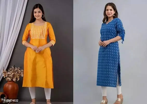 Stylish Women Rayon Casual Kurta Pack of 2