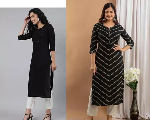 Stylish Women Rayon Casual Kurta Pack of 2