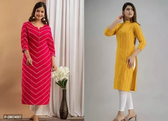 Stylish Women Rayon Casual Kurta Pack of 2