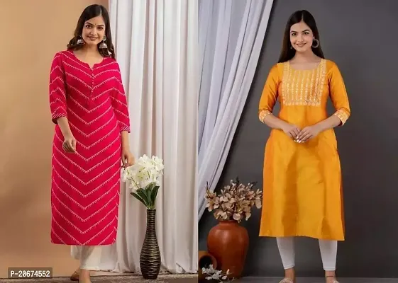 Stylish Women Rayon Casual Kurta Pack of 2