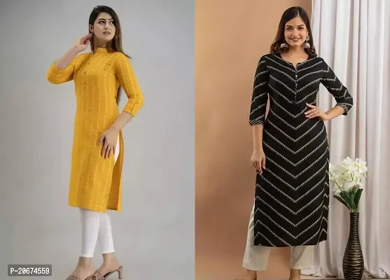 Stylish Women Rayon Casual Kurta Pack of 2