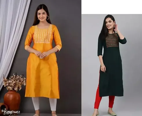 Stylish Women Rayon Casual Kurta Pack of 2