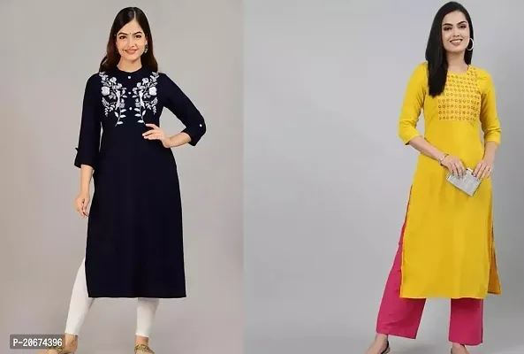 Stylish Women Rayon Casual Kurta Pack of 2