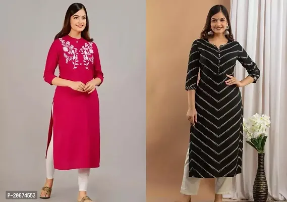 Stylish Women Rayon Casual Kurta Pack of 2