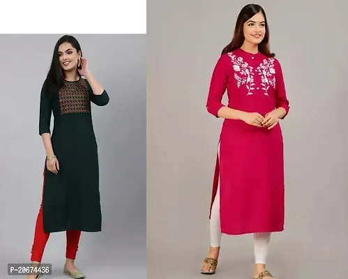 Stylish Women Rayon Casual Kurta Pack of 2