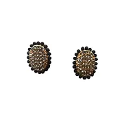 Fancy Light Weight Flower Stud Earrings for Women (Black)-thumb2