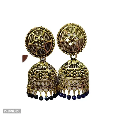 Hit and Stunning Fancy Gold Plated Jhunka Earrings (Black)