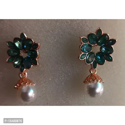 Fancy Light Weight Earrings for Women (Green)-thumb4