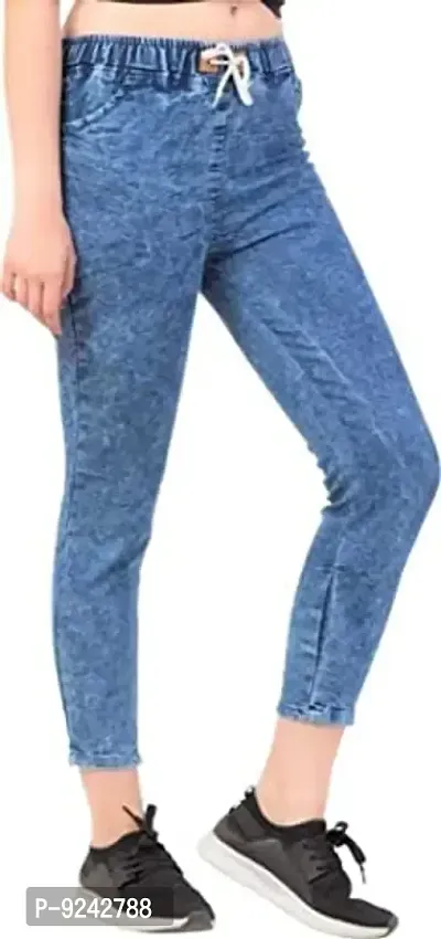 Kzone Plain Denim Jogger Pants for Girls | Womens Slim Fit Joggers | Strechable Denim Jogger Pant | Regular Fit Denim Jeans| High Waist Ankle Length Jeans for Girls | All Size Available Small to XL.-thumb2