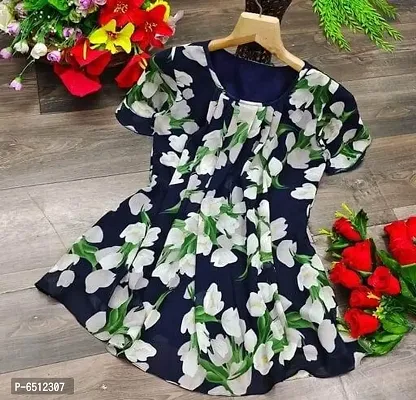 Stylish Georgette Floral Printed Short Sleeves Top For Women-thumb0