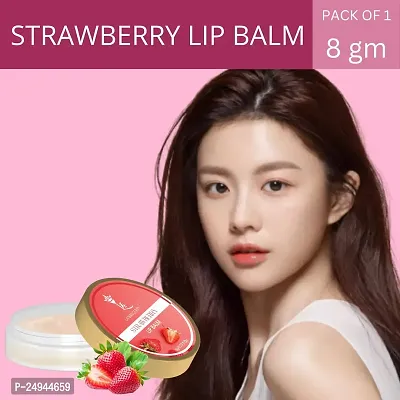 Lip Balm Strawberry for dry damaged and chapped lips Enriched with cocoa butter shea butter 100% natural