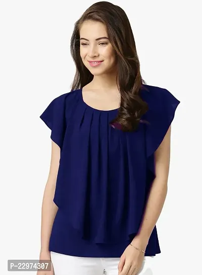 Elegant Blue Cotton Blend  Top For Women-thumb0