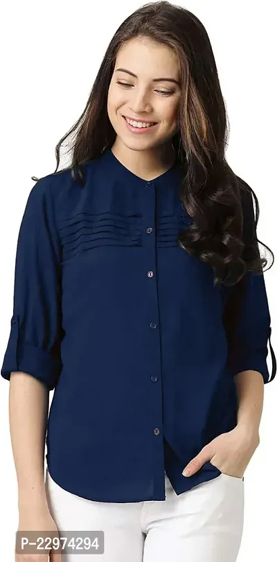 Elegant Blue Cotton Blend  Top For Women