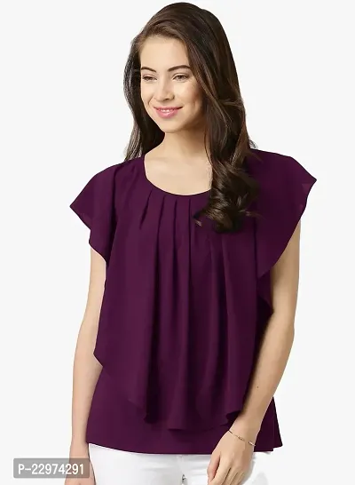 Elegant Purple Cotton Blend  Top For Women-thumb0