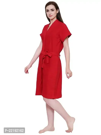 Secret Wish Women's Cherry-Red Towel Bathrobe (Free Size)-HC-E128-538-thumb2