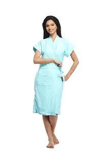 Superior Cotton Sky Blue Bathrobe for Women-thumb1