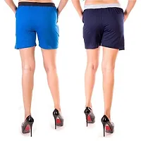 FeelBlue Stylish Cotton Hot Pants for Women Ideal for Cycling, Gym, Yoga(Navy Blue and Royal Blue, Pack of 2)-thumb3