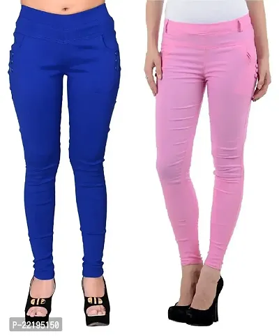 FEELBLUE Lycra Stretchable Jeggings for Women(Pack of 2)