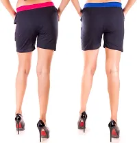 FeelBlue Cotton Hot Pants for Women Ideal for Cycling, Gym, Yoga(Black and Rblack, Pack of 2)-thumb1