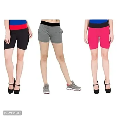 FeelBlue Stylish Cotton Hot Pant Shorts for Women Ladies Shorts for Cycling Gym Yoga Pants Sizes-S M L XL