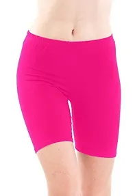 FEELBLUE Women's/Girls Bio-Washed 200 GSM Soft and Skinny Cycling/Yoga/Casual Shorts (Pack of 2) - Free Size-thumb2