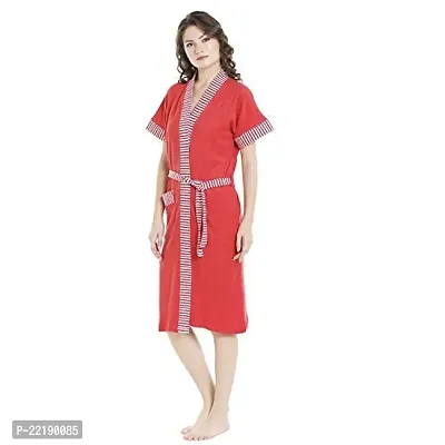 Superior Women's Terry Cotton Bathrobes (Red, Free Size)-thumb2