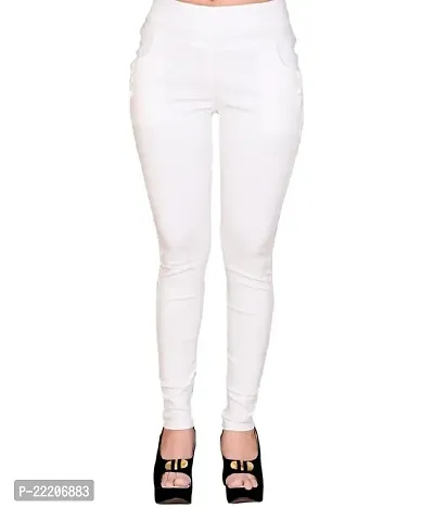 Superior Women's Skinny Fit Cotton Jeggings (Jegging-1_White_Free Size)