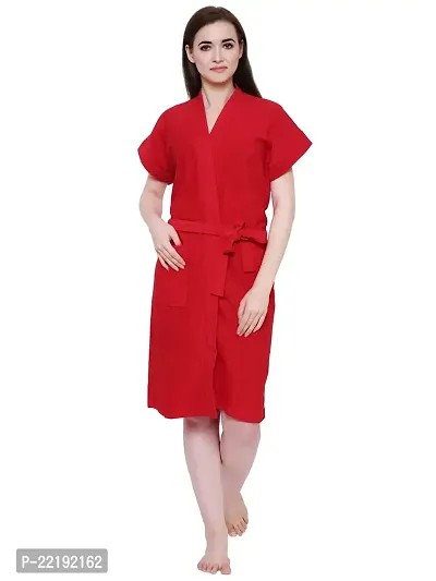 Secret Wish Women's Cherry-Red Towel Bathrobe (Free Size)-HC-E128-538-thumb0