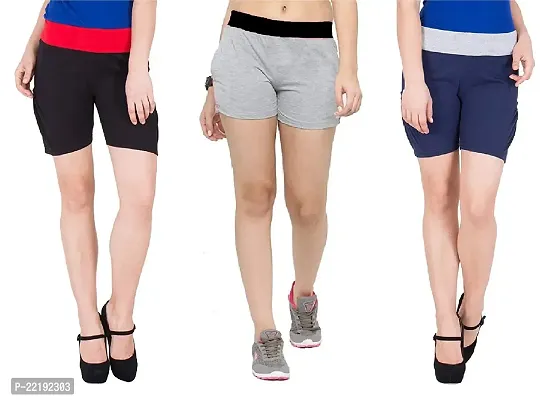 FeelBlue Cotton Hot Pant Shorts for Women Ladies Shorts for Cycling Gym Yoga Pants Sizes-S M L XL
