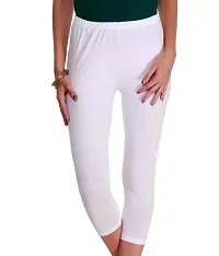 Premium Cotton Strechable Women's Casual/Gym/Sports 3/4th Capri (Free Size) Combo Pack of 3 (BlackWhiteRed)-thumb3