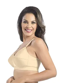 FEELBLUE Comfort Women's Non-Padded Non-Wired Cotton Full Coverage X-View Design Bra - Combo Pack of 2 Beige-thumb1