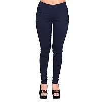 FEELBLUE Lycra Stretchable Jeggings for Women(Pack of 2) (Black  Navy Blue, S)-thumb1