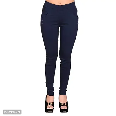 FEELBLUE Lycra Stretchable Jeggings for Women(Pack of 2) (Black  Navy Blue, S)-thumb2