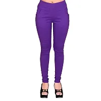 FeelBlue Lycra Stretchable Jeggings for Women(Pack of 2) (Skin  Purple, S)-thumb1