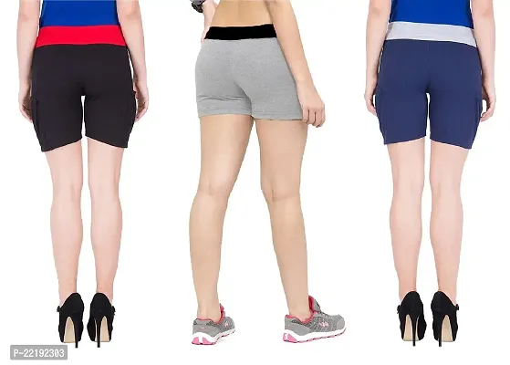FeelBlue Cotton Hot Pant Shorts for Women Ladies Shorts for Cycling Gym Yoga Pants Sizes-S M L XL-thumb2