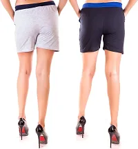 FEELBLUE Stylish Cotton Hot Pants for Women Ideal for Cycling, Gym, Yoga(Lgrey and Rblack, Pack of 2)-thumb4