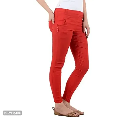 Superior Women's Skinny Fit Cotton Jeggings (Jeging-Red_Red_Free Size)-thumb0
