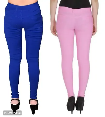 FEELBLUE Lycra Stretchable Jeggings for Women(Pack of 2)-thumb2