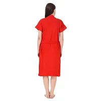 Bombshell Soft Terry Towel Cotton Plain Bathrobe for Women -Free Size Red-thumb1