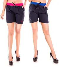 FeelBlue Cotton Hot Pants for Women Ideal for Cycling, Gym, Yoga(Black and Rblack, Pack of 2)-thumb4