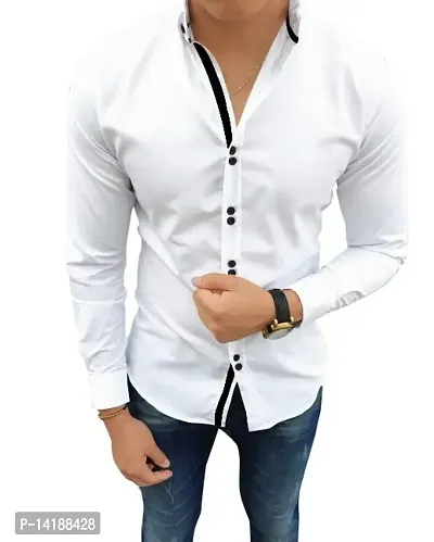 Reliable White Cotton  Long Sleeves Casual Shirts For Men-thumb0