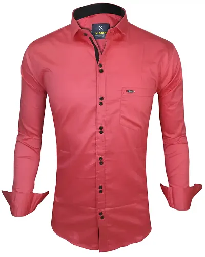 Men's Solid Long Sleeves Slim Fit Casual Shirt