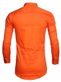 Orange Cotton Double Button Casual Slim Fit Shirt-thumb2