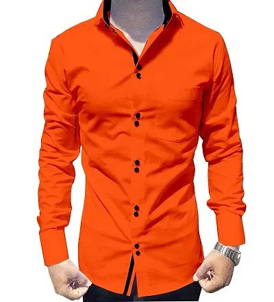 Men's Long Sleeves Solid Slim Fit Casual Shirt