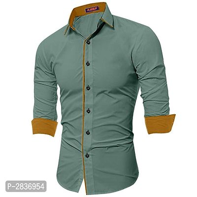 Grey Solid Cotton Slim Fit Casual Shirt for Men's